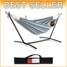 Load image into Gallery viewer, Heavy-Duty Double Hammock with Space-Saving Steel Stand - 450lb Capacity