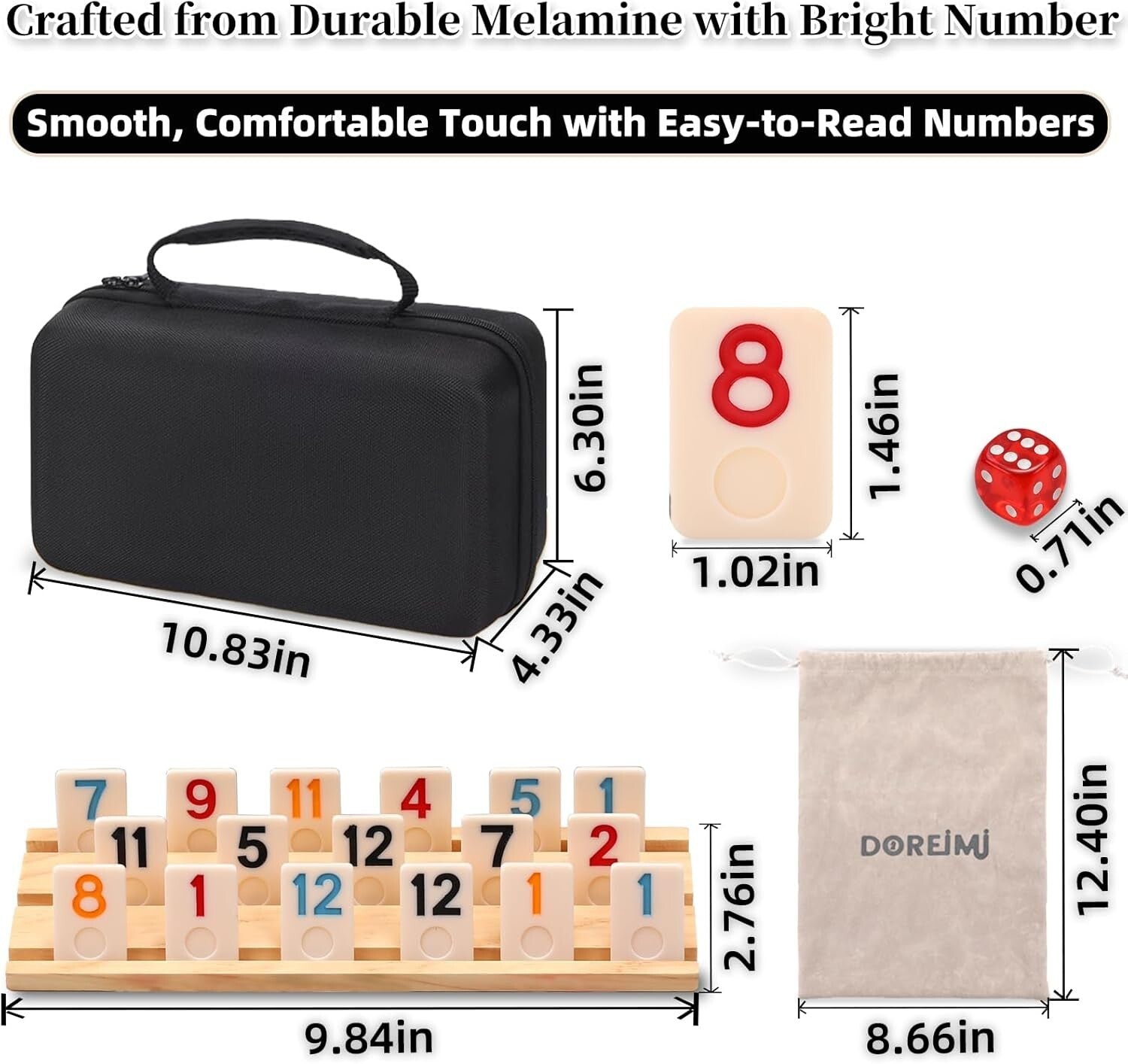 Cognitive Rummy Game Set Includes 162 Tiles, Racks & Storage Bag – Fun for All