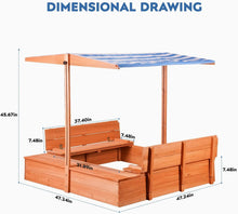 Load image into Gallery viewer, Multifunctional Kids Sandbox 47x47in - Fun &amp; Safe Outdoor Play with Storage