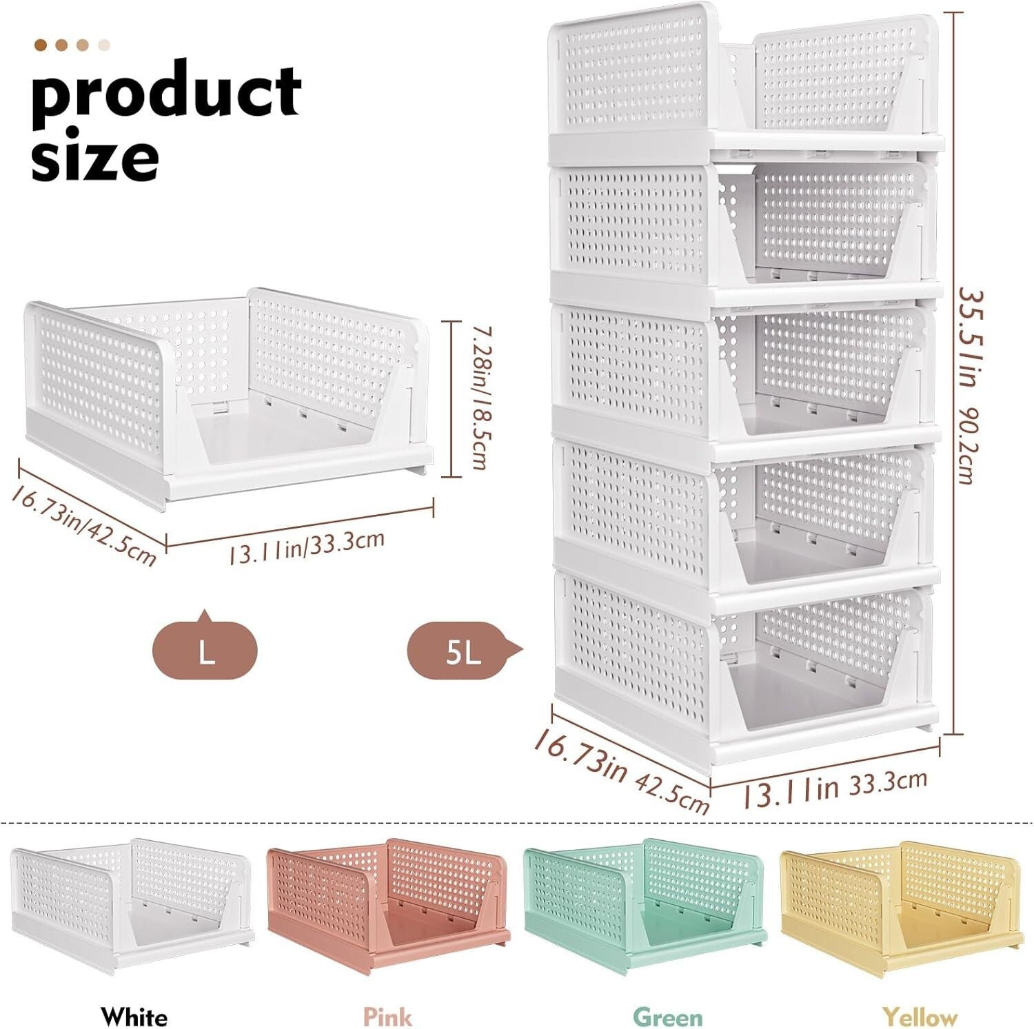 Durable Green 5-Pack Closet Organizer Bins: Easy Install, Happy Organizing!