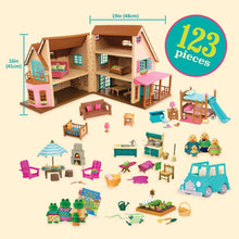 Load image into Gallery viewer, Deluxe 3-Story Playset with Real Lights - Li'l Woodzeez Cottage for Kids 3+