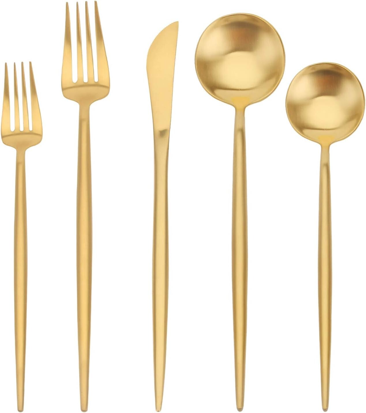 Modern 20-Piece Silverware Set in Matte Gold - Ergonomic, Elegant, Easy Care
