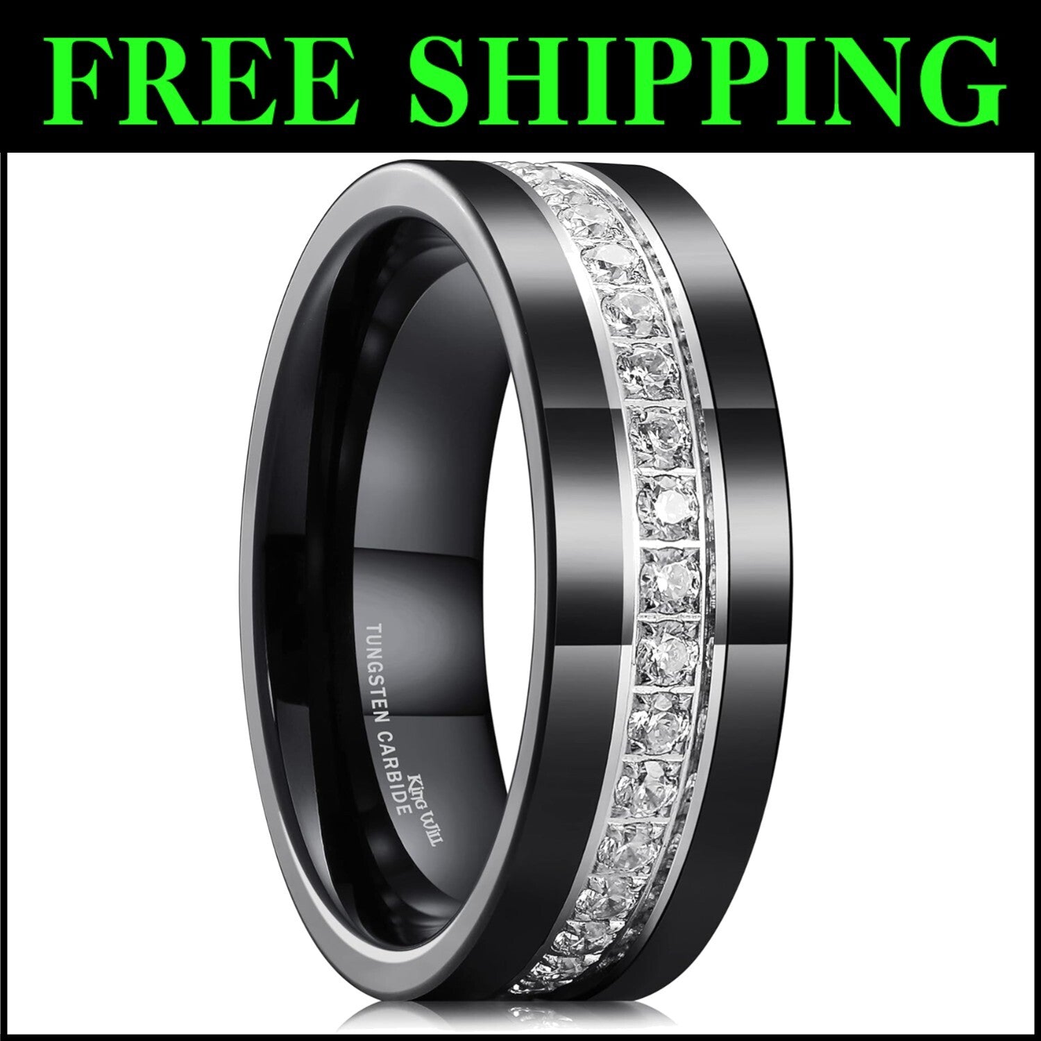 Men's Paid Engagement Ring in Tungsten - Comfort Fit with Cubic Zirconia Shine