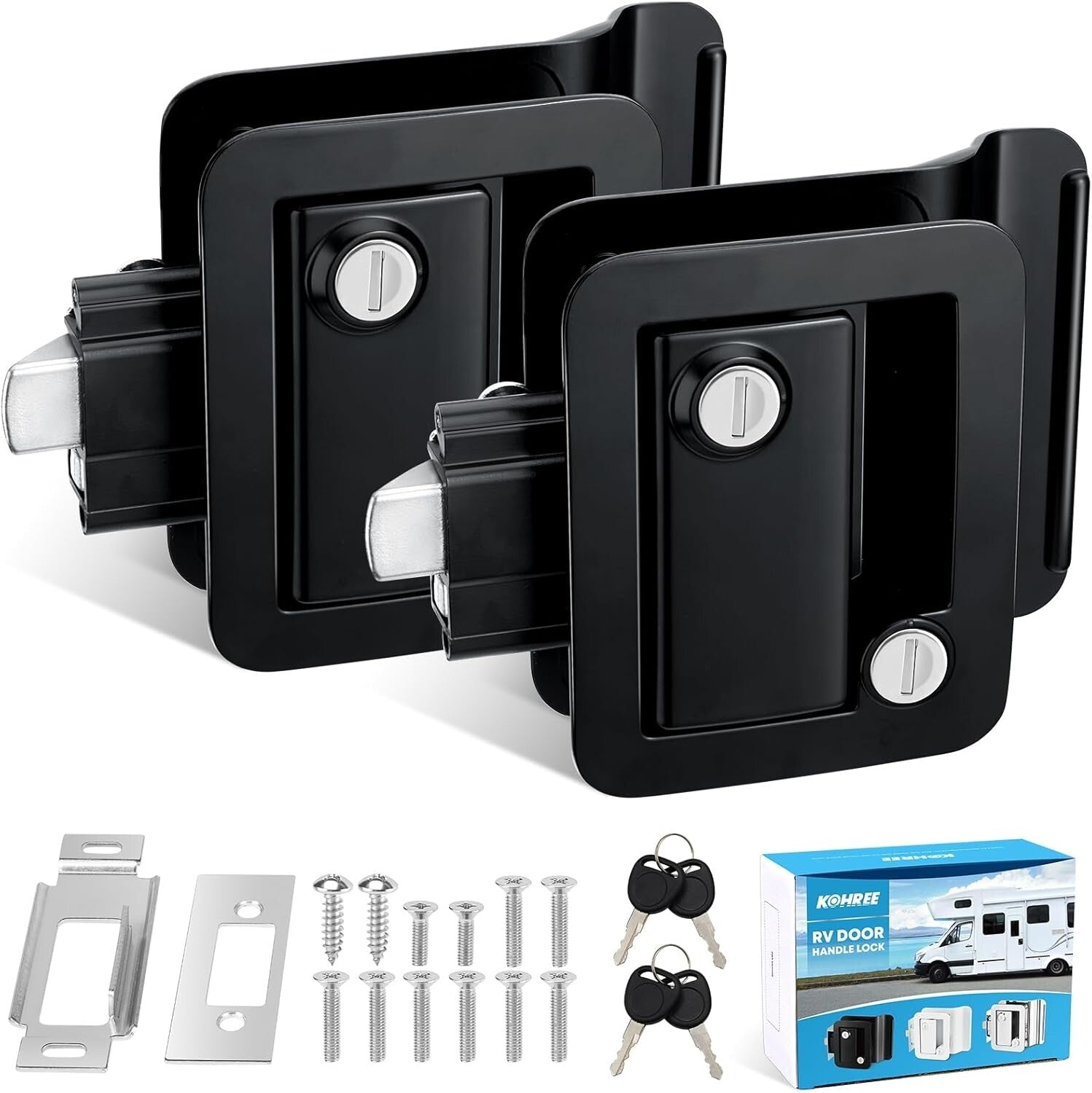 2 Pack of Waterproof RV Door Locks with Longer Screws - Secure Your Trailer