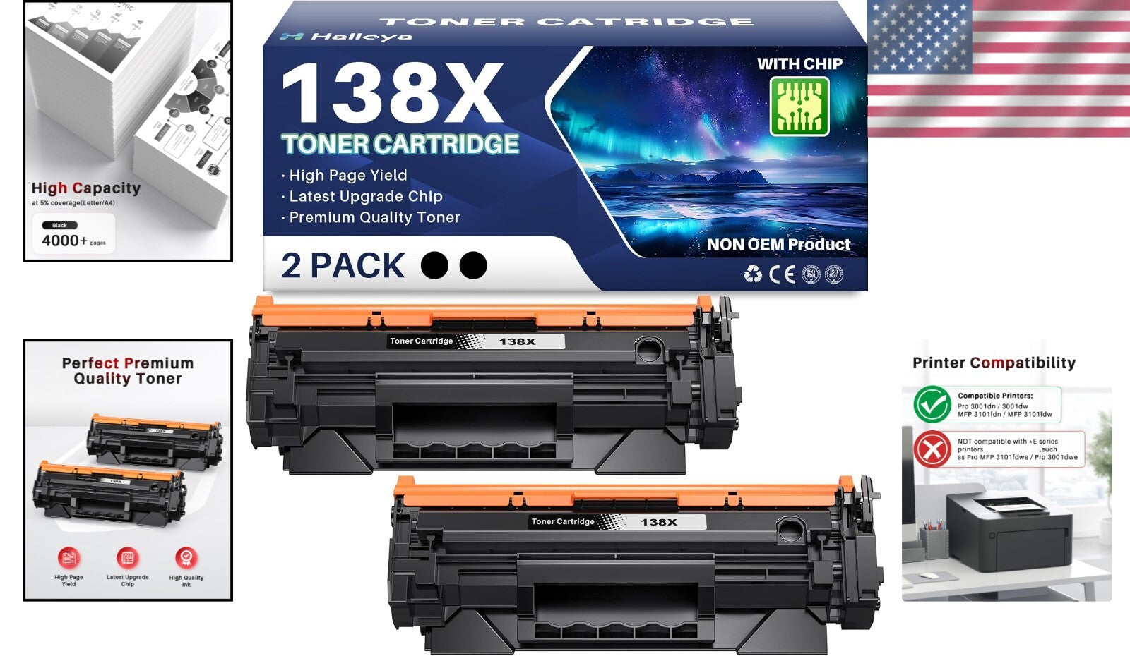 Easy Install 138X Black Toner Cartridge 2-Pack for Vibrant Professional Prints