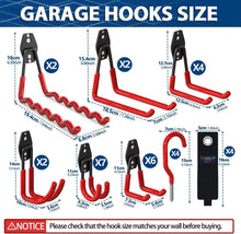 Load image into Gallery viewer, Premium Powder-Coated Garage Hooks Set - Secure Wall-Mounted Tool Organizer