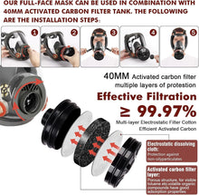 Load image into Gallery viewer, Comfort-Fit Full Face Gas Mask with 4 High-Efficiency Activated Carbon Filters