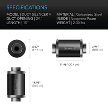 Load image into Gallery viewer, 15-Inch High-Quality Duct Muffler – 4" Noise Reduction for Quiet Ventilation