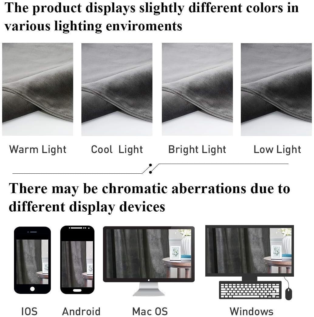 Elegant Grey Velvet Blackout Curtains 84" Long - Set of 2 Room Darkening Drapes