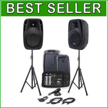 Load image into Gallery viewer, Compact Gemini Portable PA Speaker System with Bluetooth &amp; Stands Included