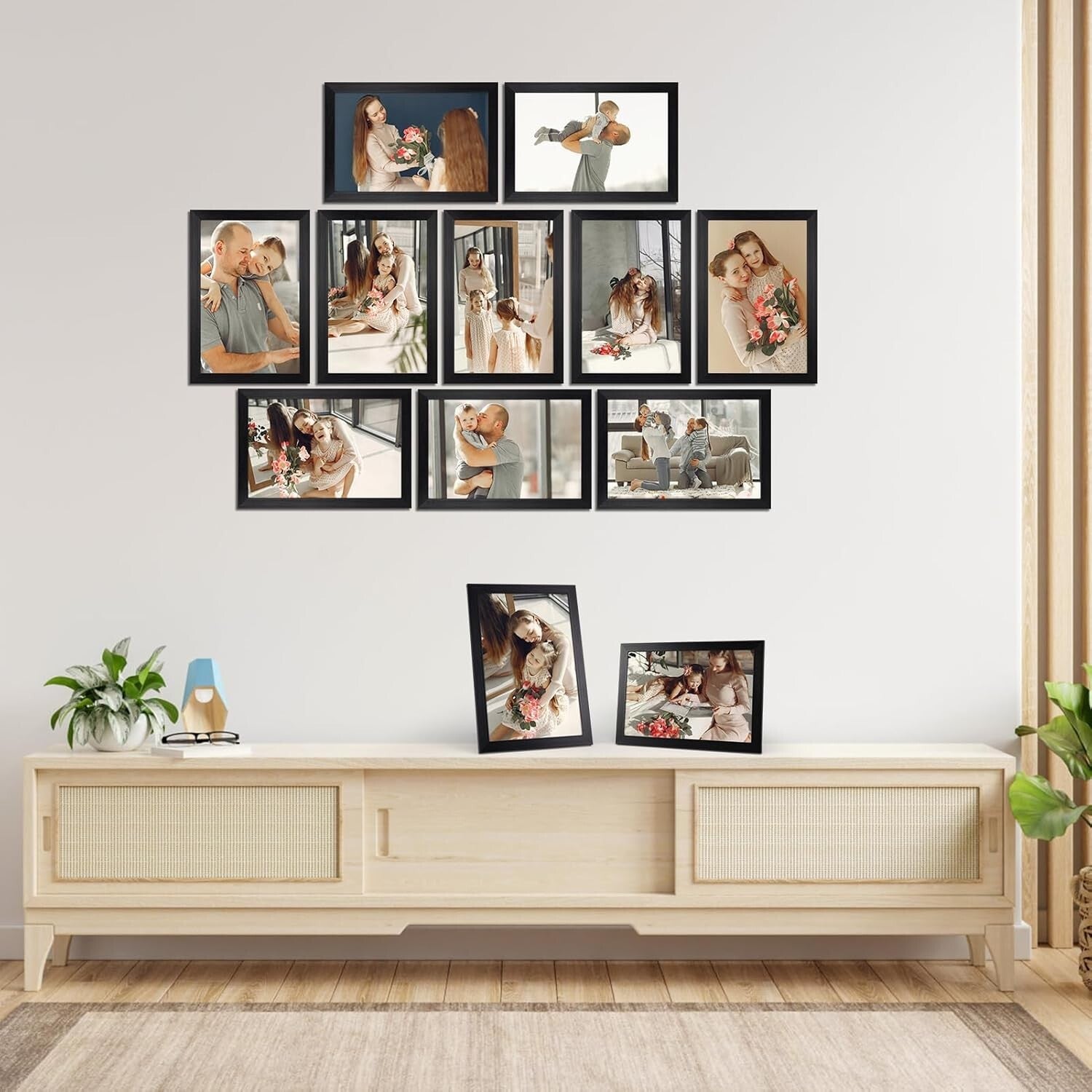 Elegant 8x12 Black Glossy Picture Frame Set - 12 Pack for Stylish Displays