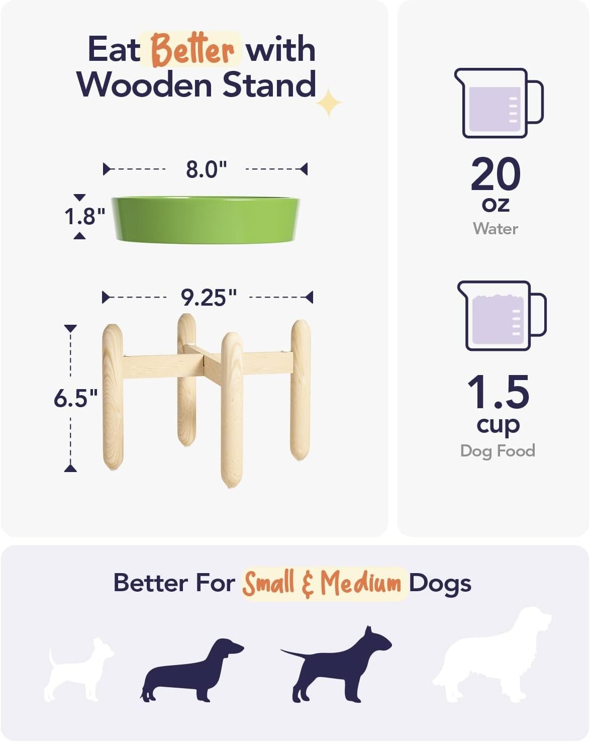 Elevated Ceramic Dog Bowls - Non-Slip Clover Green Dishes for Healthy Feeding