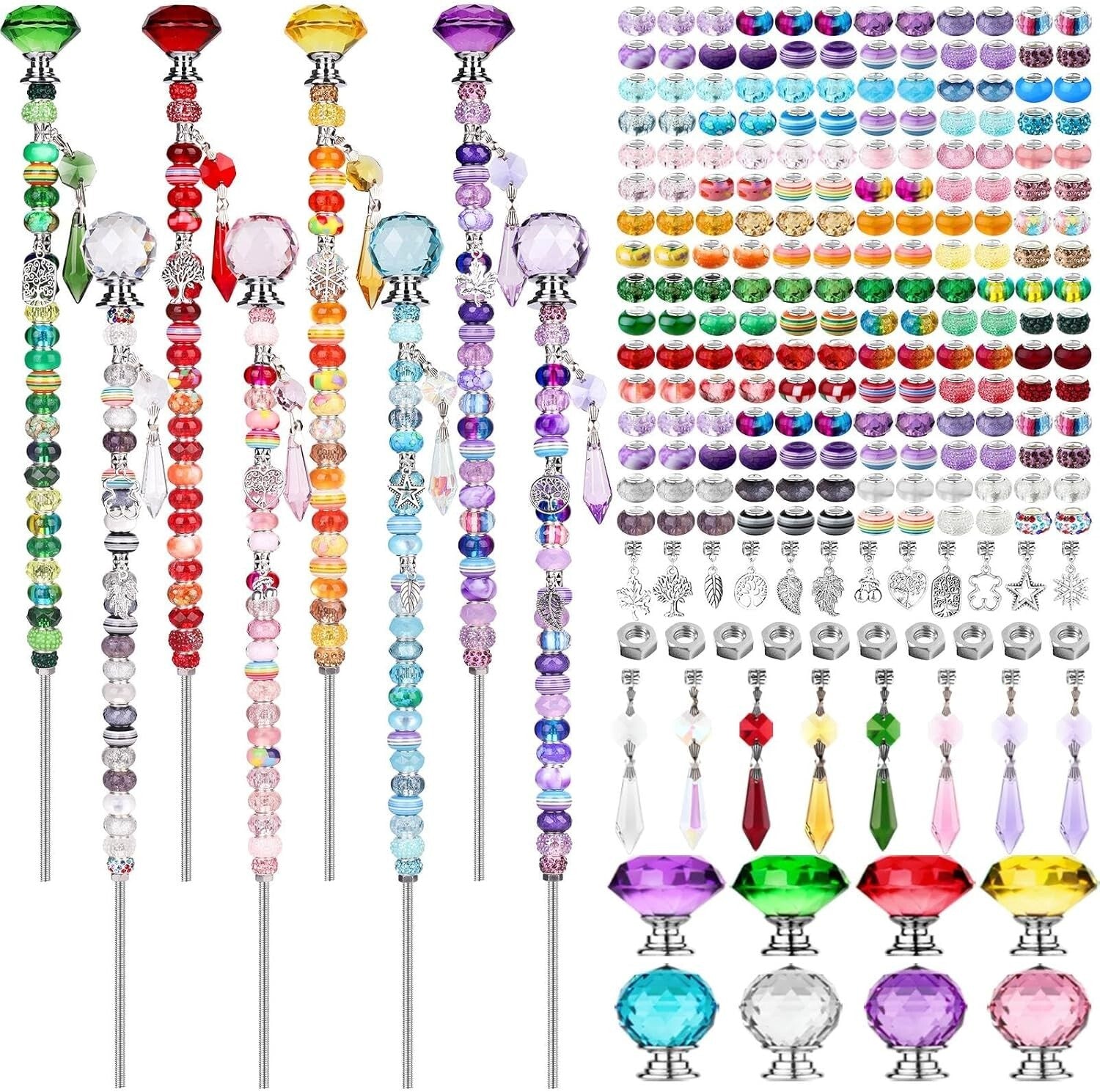 All-Season DIY Fairy Wand Garden Stake Kit - 238 Beads, Pendants, and Components