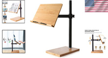 Load image into Gallery viewer, Height &amp; Angle Adjustable Bamboo Book Holder with Page Clips - 11 x 8 Inches