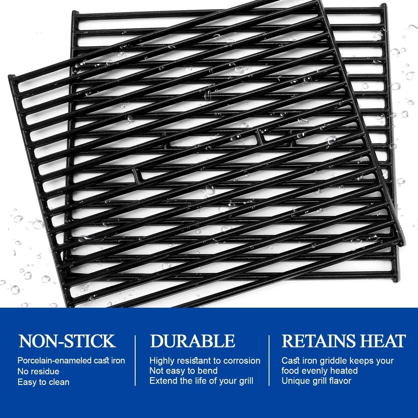 Broil King-Compatible 15" Cast Iron Grill Grates – 2 PCS for Superior Cooking