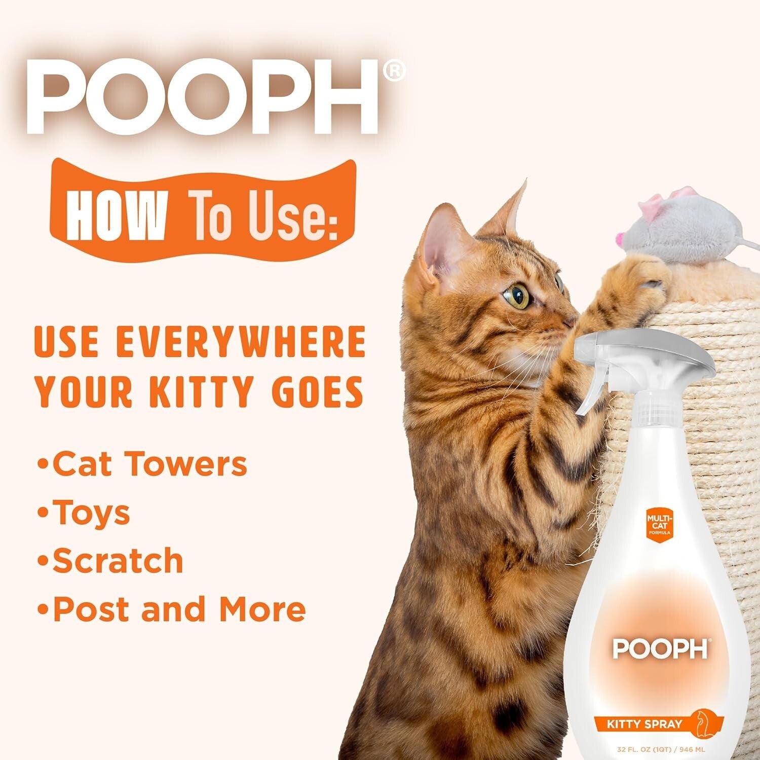 Effective 32oz Kitty Spray - Instant Odor Dismantling for Fresh Home Comfort