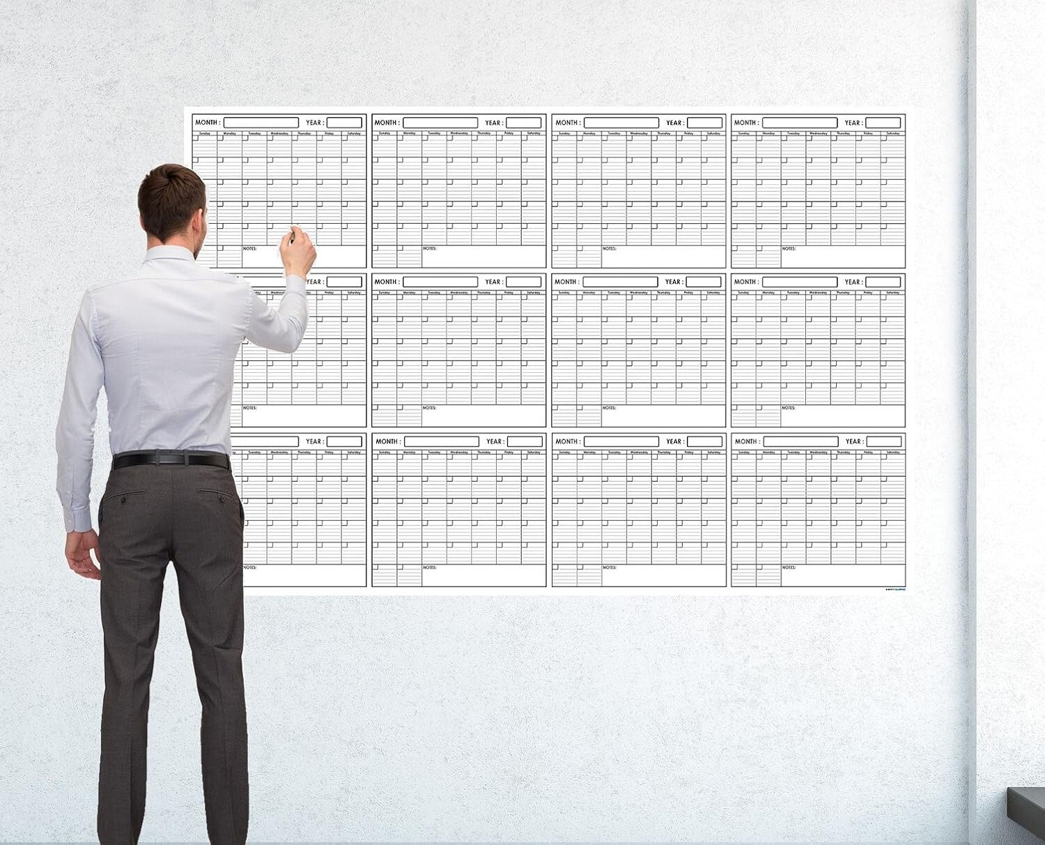 Massive 48in x 72in Dry Erase Calendar - Ideal for Academic and Office Use