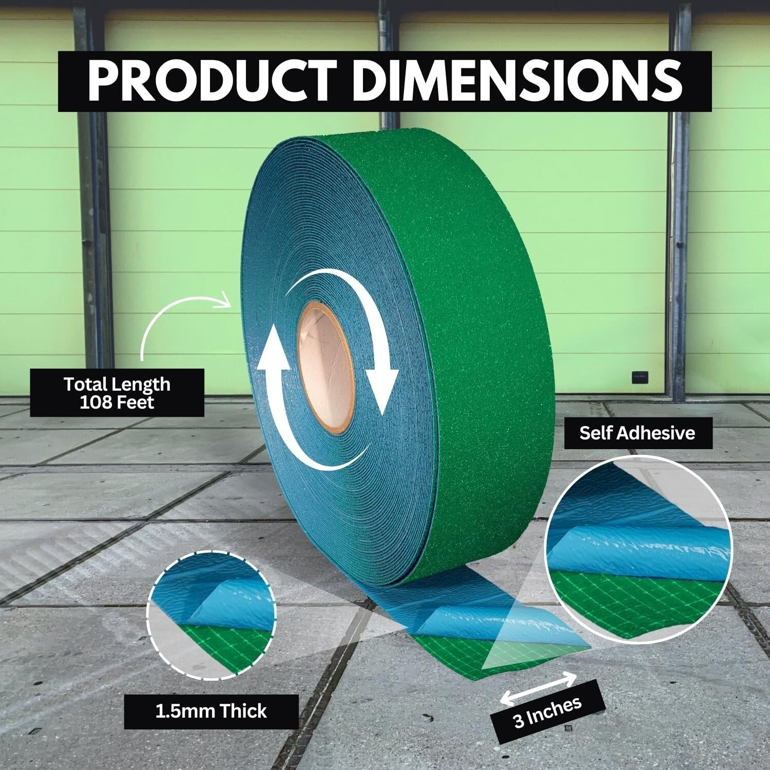 Durable Reflective Marking Tape for Crosswalks & Bike Lanes - 3 Inch x 108 Feet