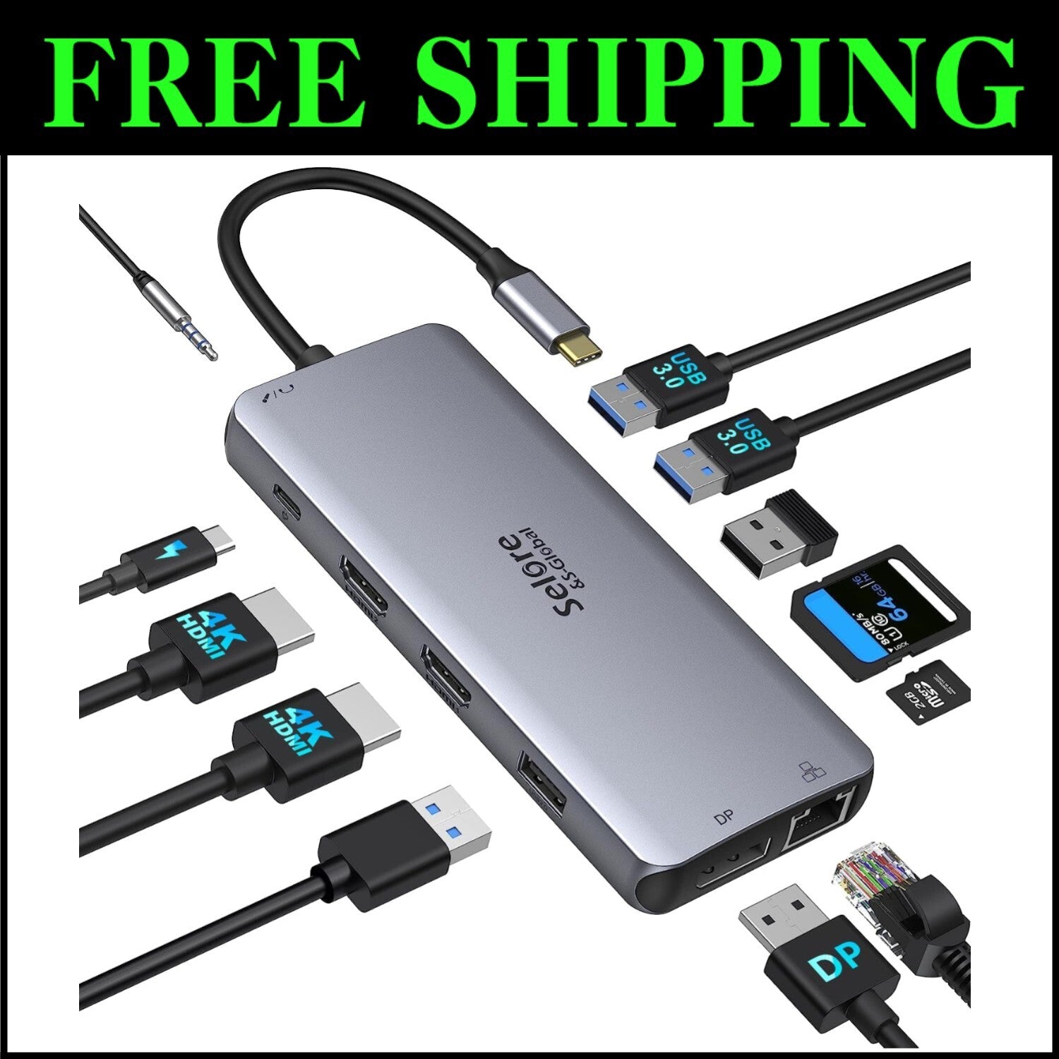 Versatile USB-C Hub with Triple Display & Rapid Charging for Modern Laptops