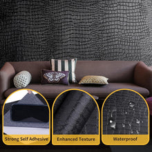 Load image into Gallery viewer, Waterproof Black Crocodile Peel &amp; Stick Wallpaper, Stylish Upgrade 15.7" x 395"