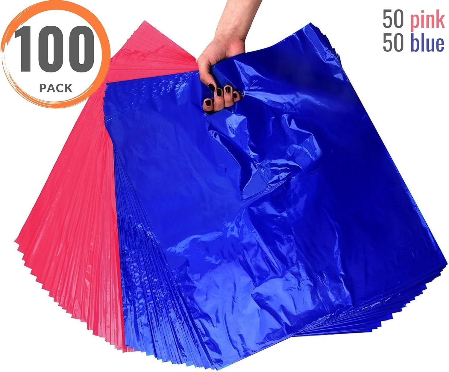 16x18 Extra Large Plastic Shopping Bags with Handles - 100 Count Merchandising