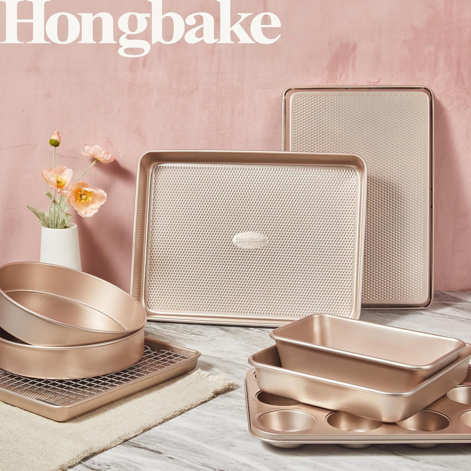 Versatile 9-Piece Baking Pan Set with Diamond Texture for Stylish Cooking
