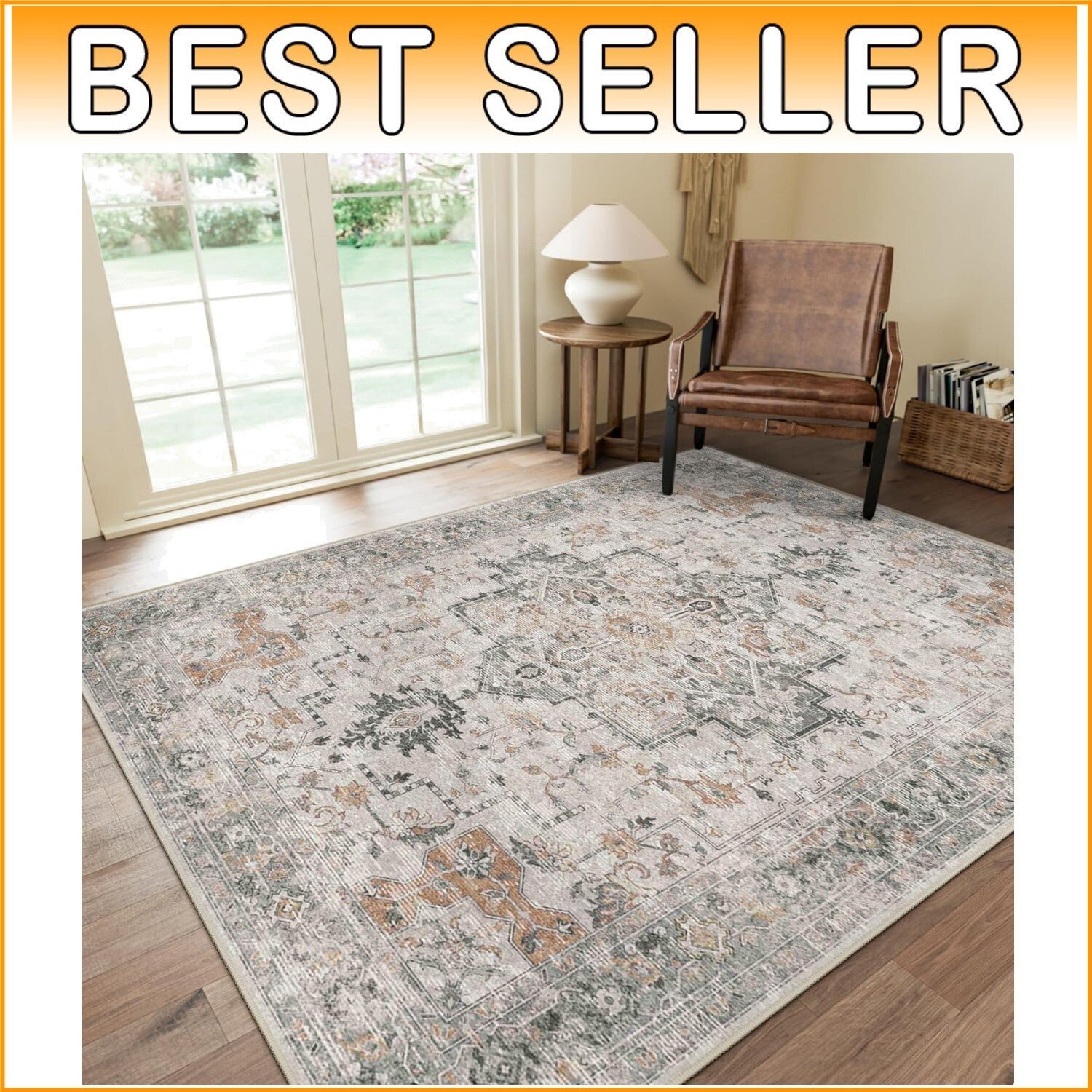 Elegant 8x10 Area Rug - Non-Slip, Stain Resistant, Machine Washable for Home Use