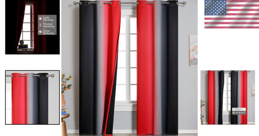 Stylish Ombre Blackout Drapes - 2 Panels of Full Light Blocking Curtains, 42x84
