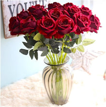 Load image into Gallery viewer, 50PCS Velvet Artificial Roses - Realistic Long Stem Faux Flowers for Weddings