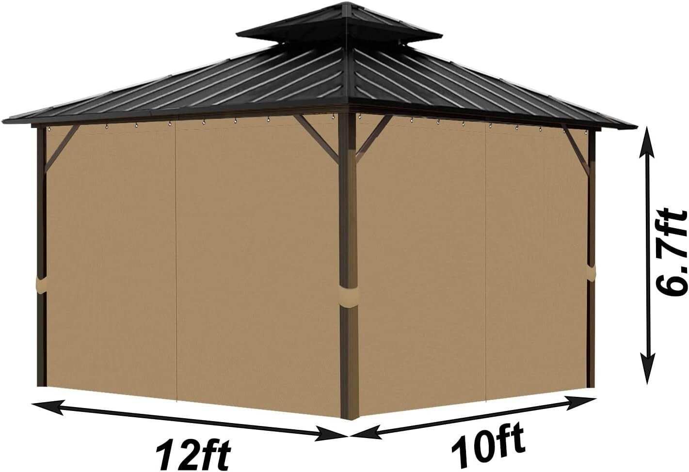 Elegant Outdoor Gazebo Curtain Set with 4 Panels - 10' x 12', Easy Install