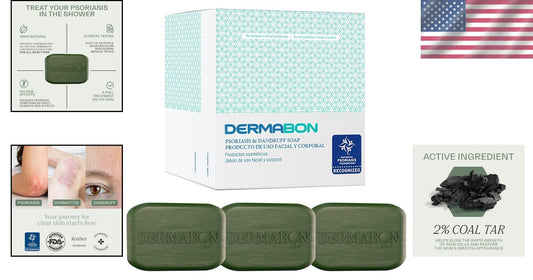 Hydrating 2% Coal Tar Eczema Soap Bar – Daily Relief for Sensitive Skin - 3 Pack