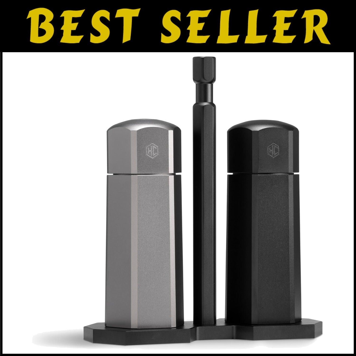 Premium Stainless Steel Salt and Pepper Mill Set with Adjustable Burr Grinder