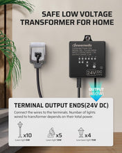 Load image into Gallery viewer, Weatherproof 60W Landscape Lighting Transformer with Automatic Timer for Safety