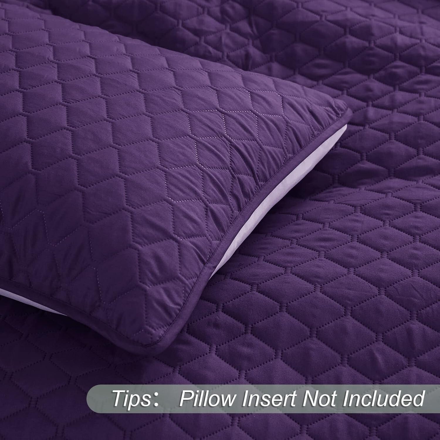 Reversible King Size Quilt Set - Lightweight & Stylish Deep Purple/Lilac