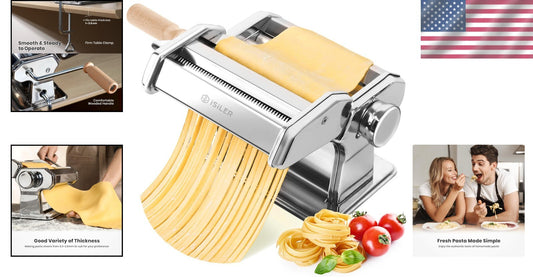 9-Setting Stainless Steel Pasta Maker - Adjustable Thickness for Gourmet Cooking