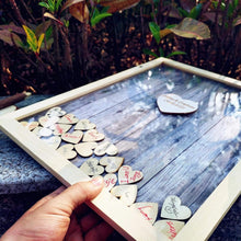 Load image into Gallery viewer, Unique Wooden Guest Book with Hearts &amp; Stand - Perfect for Weddings &amp; Parties
