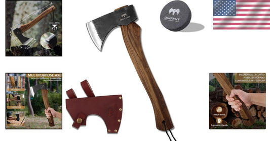Classic 15.7" Hatchet Axe - High Carbon Steel Blade for Splitting & Chopping