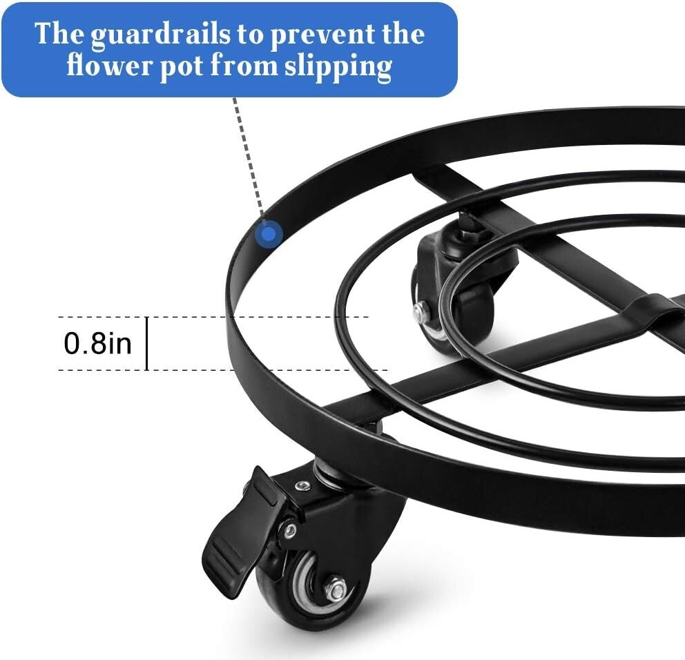 16" Heavy Duty Metal Plant Caddy with Wheels for Indoor & Outdoor Use