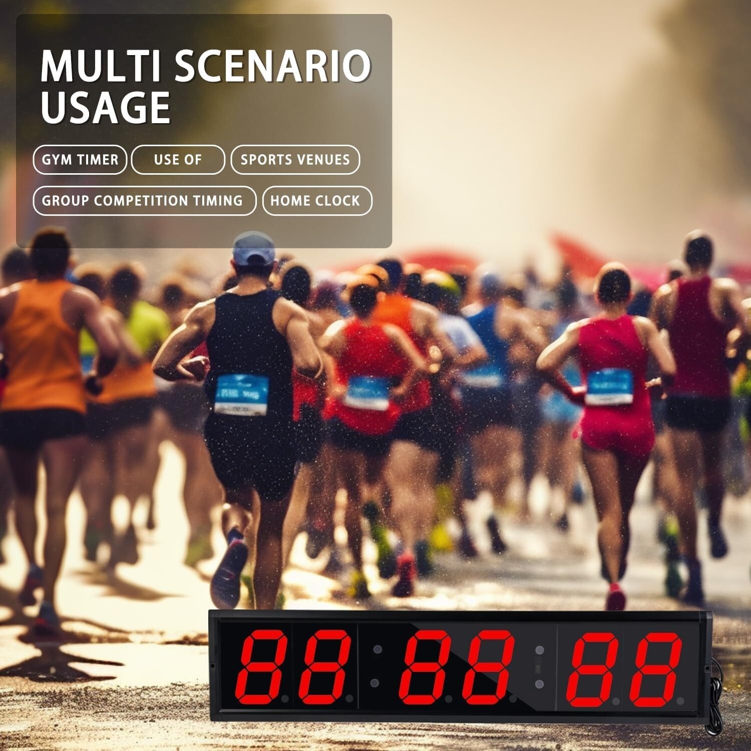 Large LED Gym Timer with Interval Programming & Adjustable Height - 11 lb Model