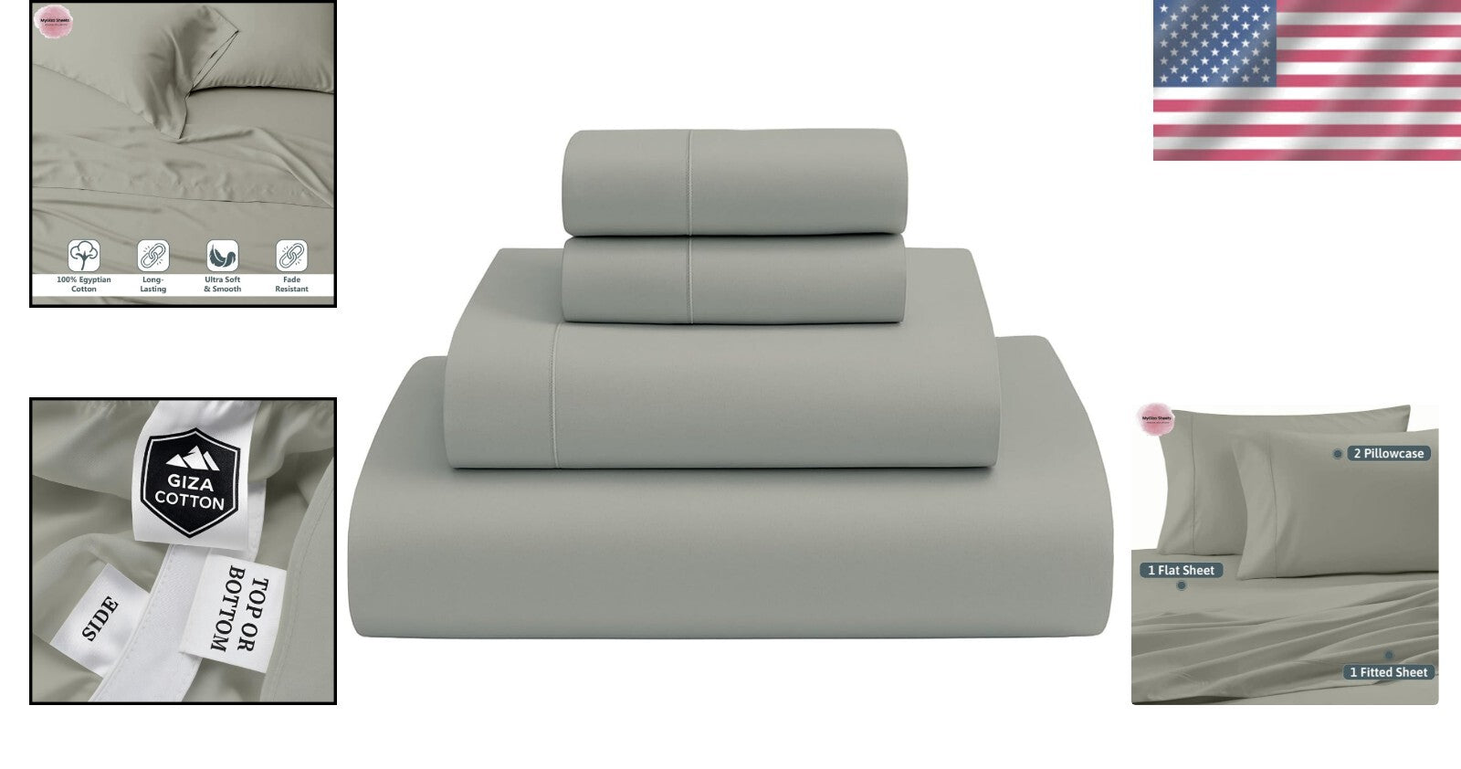 100% Certified Giza Cotton King Size Sheets Set - 4PC Deep Pocket Elegance