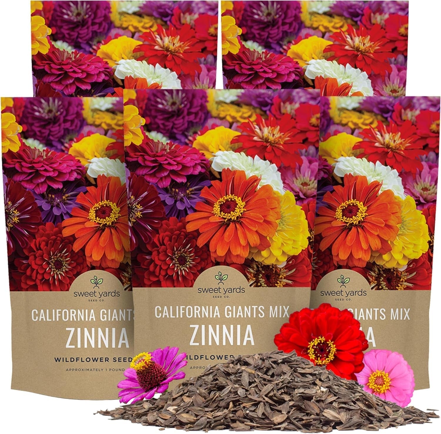 5 lbs of Mixed Color Zinnia Seeds - Over 240,000 Beautiful Blooms Guaranteed
