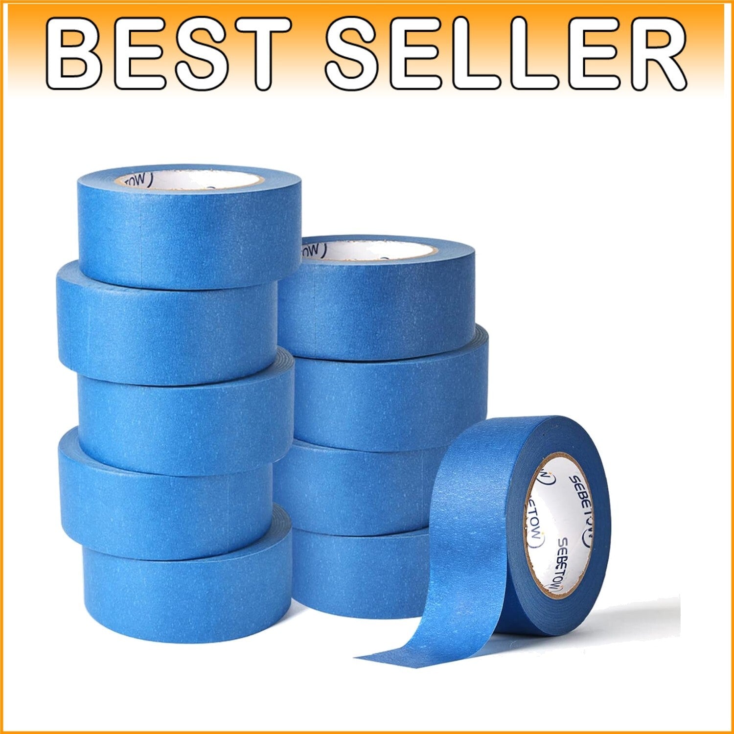 Professional Grade Painters Tape - 10 Rolls Blue Masking Tape, 2" x 55 Yards