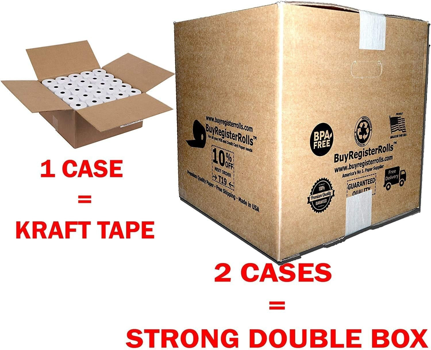 100 Premium German Thermal Paper Rolls - 2 1/4 x 50 Inches for POS Systems