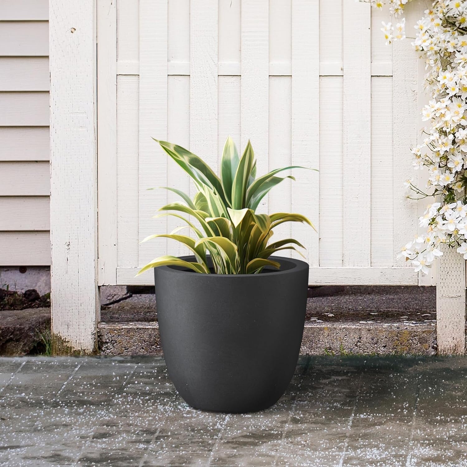 Elegant 14'' Concrete Plant Pot with Drainage for Modern Indoor & Outdoor Spaces