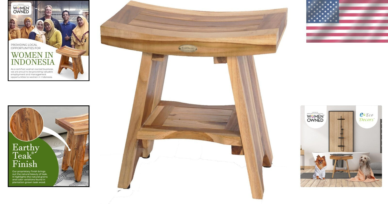 Stylish Waterproof Teak Shower Stool - 18 Inch Design for Comfort & Organization