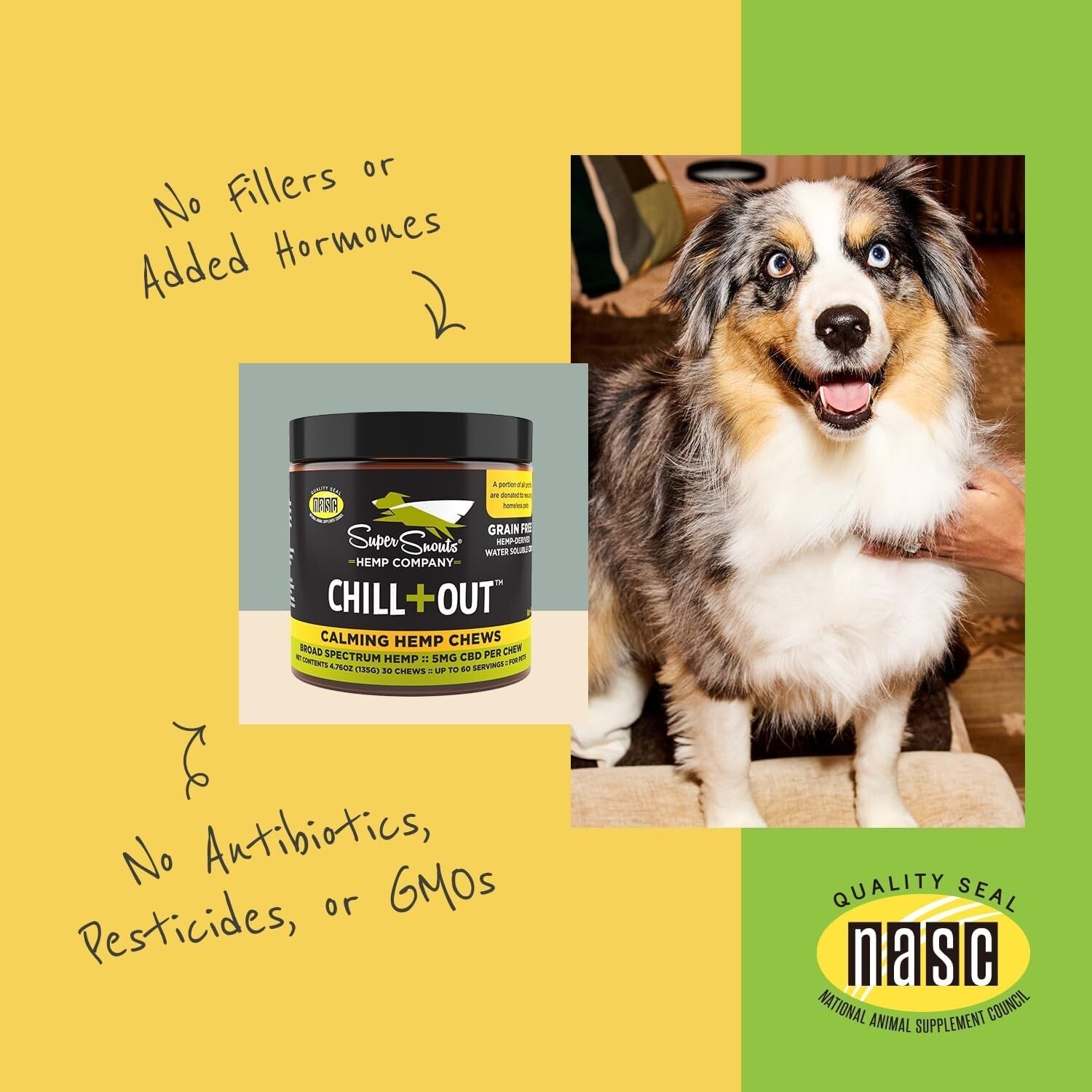 Organic Calming Pet Chews with Hemp & L-Tryptophan – 30 Beef Liver Soft Chews