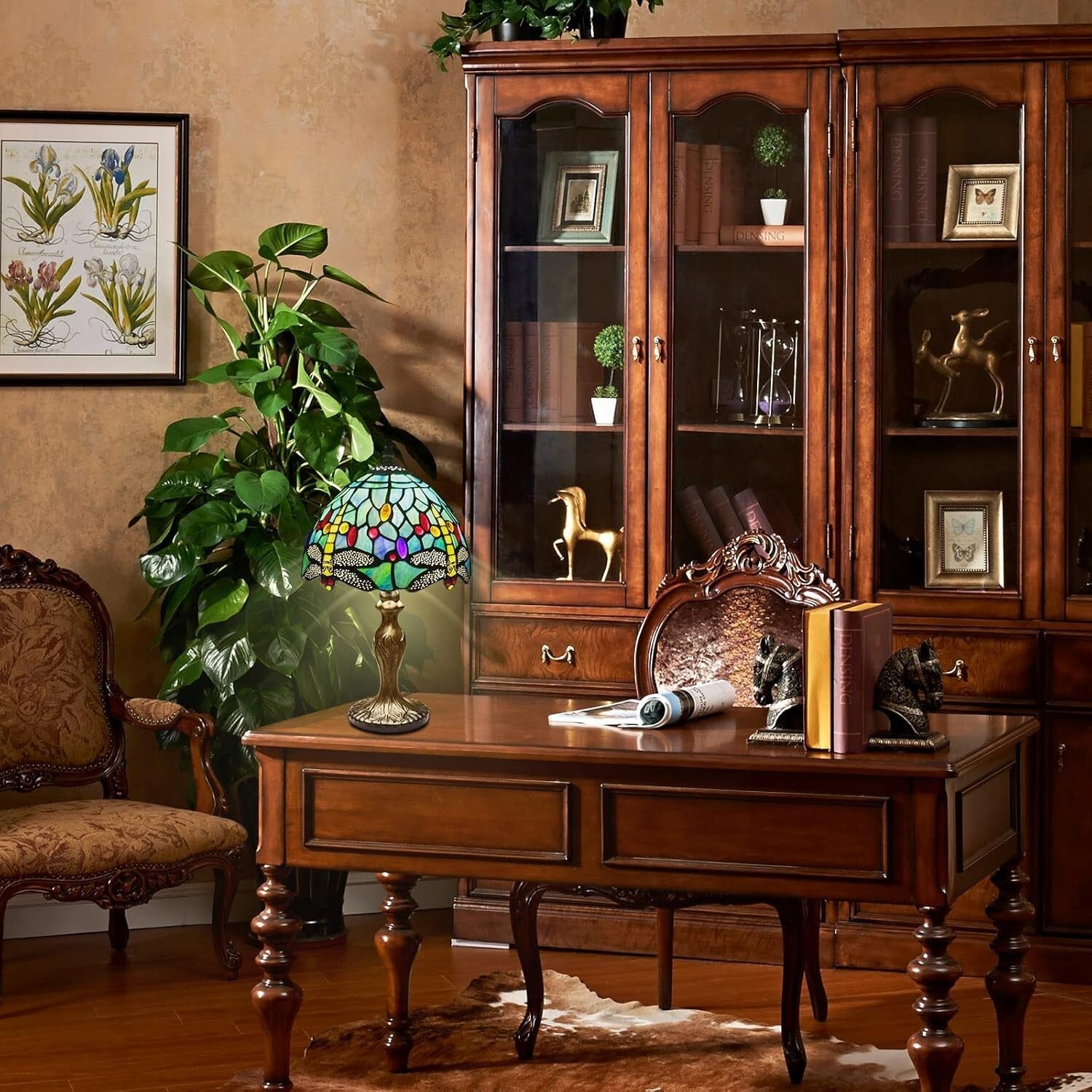 Elegant Green Dragonfly Stained Glass Table Lamp - Touch Switch & LED Compatible