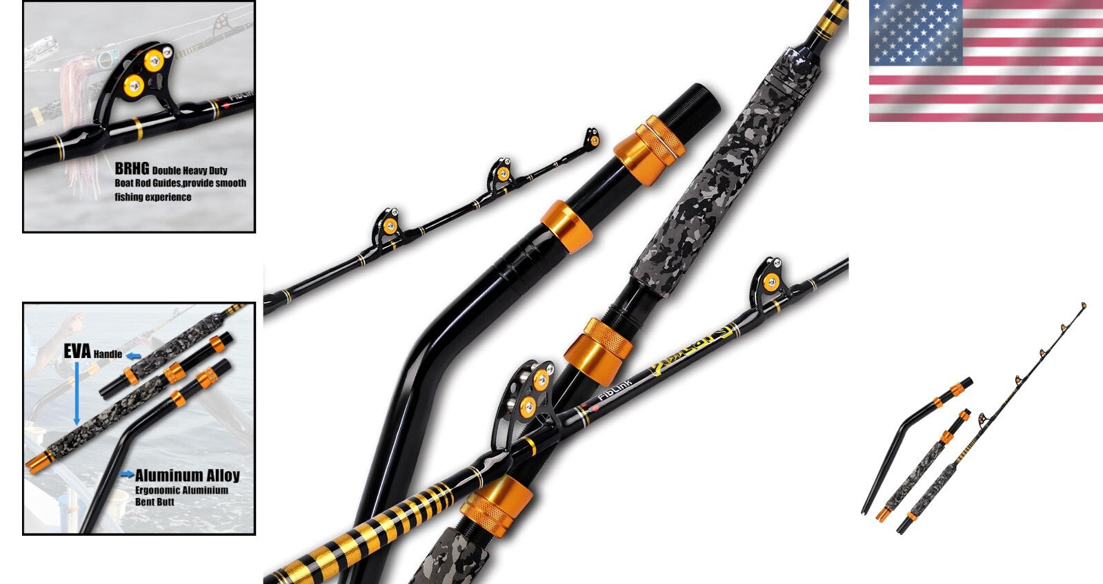 Non-Slip EVA Grip Trolling Rod - 6' Big Game Fishing Pole for Saltwater Use