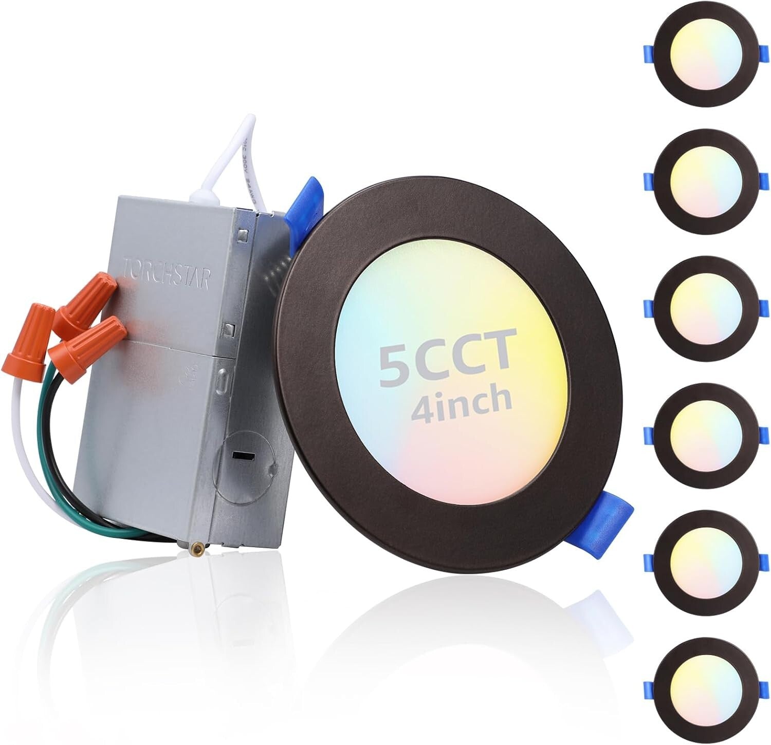 Customizable Ultra-Thin Recessed Downlights with 5 CCT - Easy Install, Pack of 6