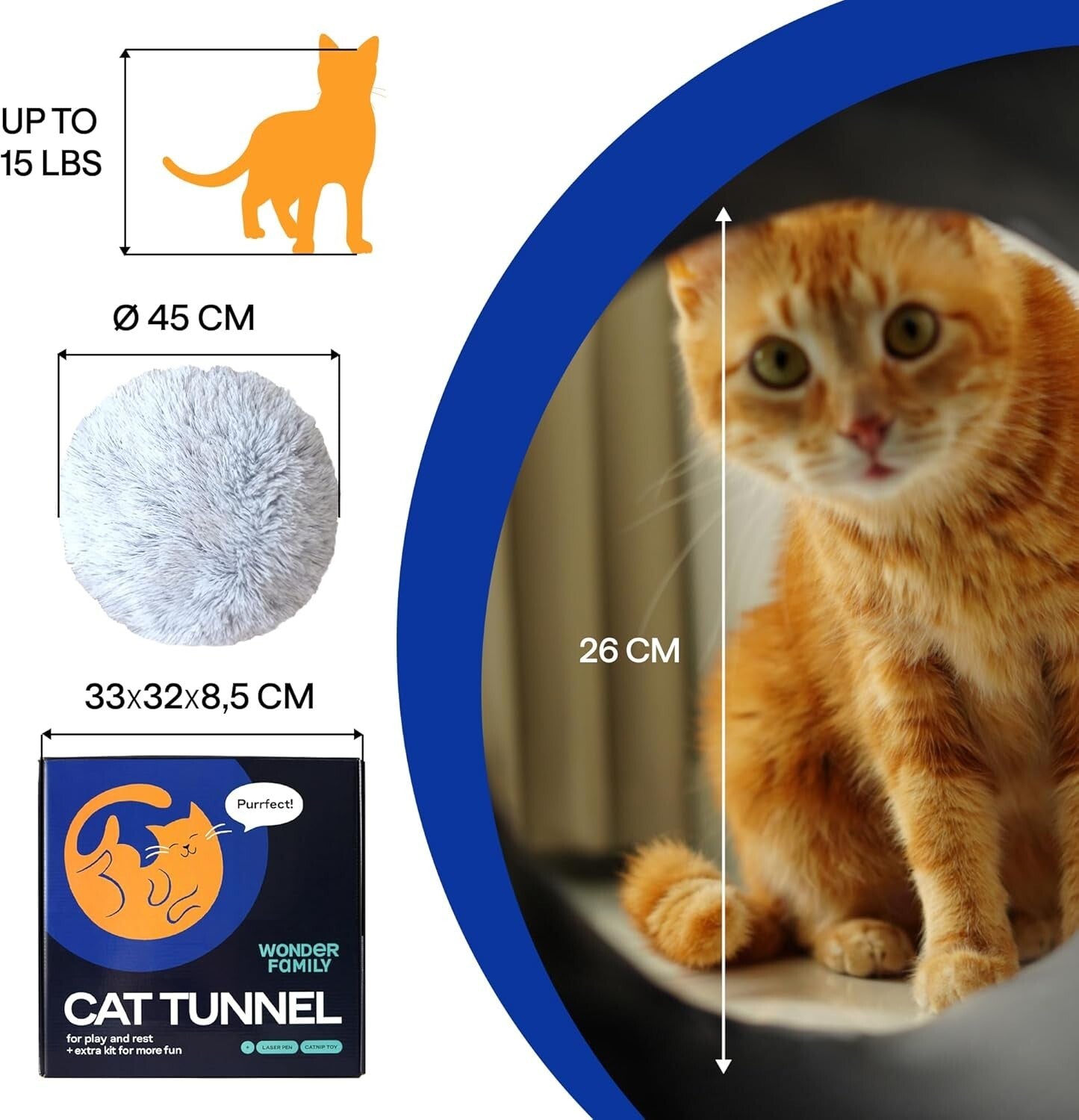 Interactive Cat Playground: Bed Cave with Tunnel, Ball & Laser Toy for Cats